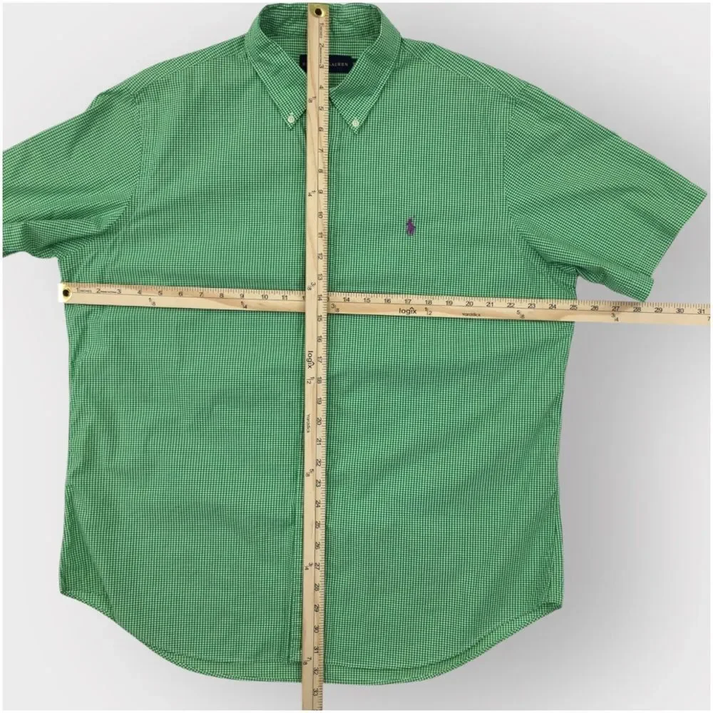 Ralph‎ Lauren Shirt Mens Size XL Green Tablecloth Oxford Classic Fit Cotton Pony